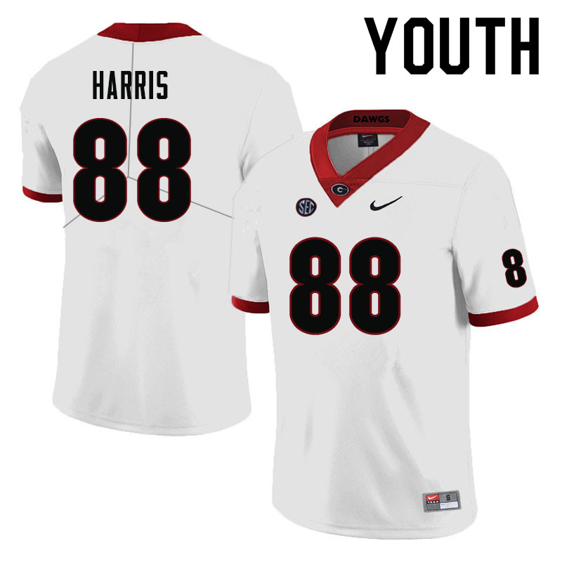 Youth #88 Jackson Harris Georgia Bulldogs College Football Jerseys-White - Click Image to Close